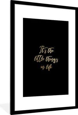 Produktbild von MuchoWow® Gerahmtes Poster Zitate - Leben - Schwarz und Gold 60x90 cm - Poster mit Schwarzem Bilderrahmen Wandposter Rahmen Foto Bilder - Dekoration - Wandposter Wohnzimmer - Hochwertig