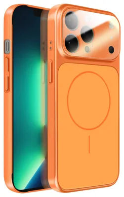 Imagen del producto de Avizar, funda MagSafe de vidrio mate para iPhone 13 Pro Max, color naranja