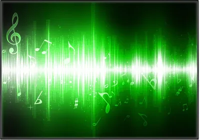 Produktbild von Wallario Wandbild Grüne Noten der Musik, Größe: 70,30 x 100,30 cm, Poster mit schwarzem Aluminiumrahmen