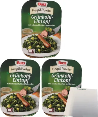 Produktbild von Buss Freizeitmacher Grünkohleintopf 3er Pack (3x300g Packung) + usy Block