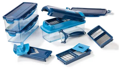 Immagine prodotto di Omgoods - Nicer Dicer, tagliapunti multifunzione per verdure - Set da 14 pezzi con ricettario
