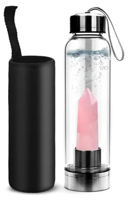 Image de Bouteille d'eau en cristal naturel avec cristal amovible, 500 ml