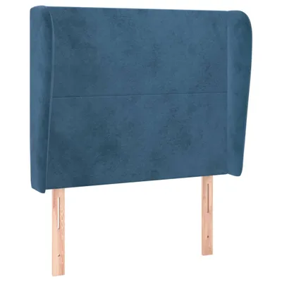 Produktbild von Kopfteil mit Ohren Dunkelblau 93x23x118/128 cm Samt