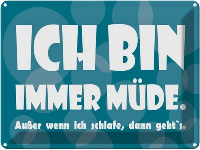 Produktbild von vianmo Blechschild 30x40 cm Ich bin immer müde Spruch Zitat