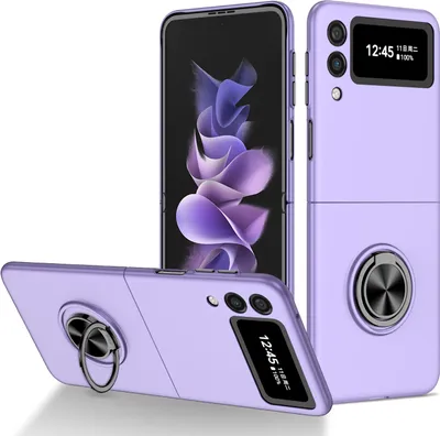 Produktbild von Samsung Z Flip3 Hülle, Dünn Hart PC Schutzhülle mit Ringhalter Ständer für Samsung Galaxy Z Flip 3 5G Lila