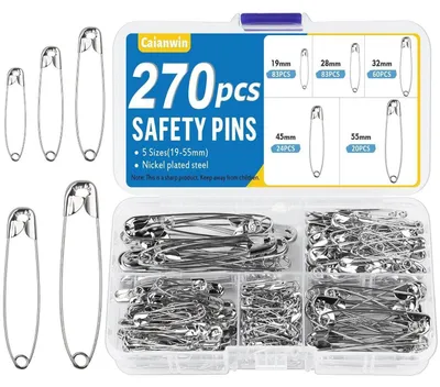 Productafbeelding van Veiligheidsspelden set, 270 stuks, 5 maten, metaal, 19-55 mm, voor naaien en knutselen