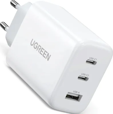 Obrázek produktu pro Ugreen CD275 Wall Charger with Cable 2× USB Type-C / USB 65W White