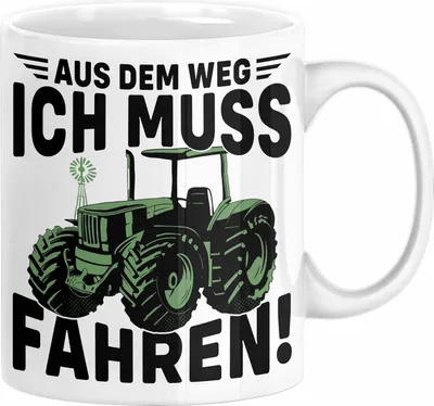 Produktbild von Traktor Trekker Tasse Geschenk Landwirt Bauer Geschenkidee Kaffee-Becher Kinder Aus Dem Weg Ich Muss Traktor Fahren (Weiß)