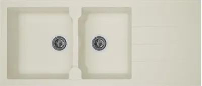 Image de STRADOUR Evier de cuisine encastré avec 2 bacs + 1 égouttoir Aloa - Résine - 116 x 50 cm - Blanc