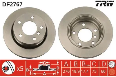 Immagine prodotto di 2x TRW DF2767 Disco freno asse posteriore