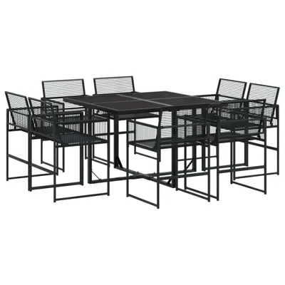 Produktbild von 9-tlg. Garten-Essgruppe Schwarz Poly Rattan