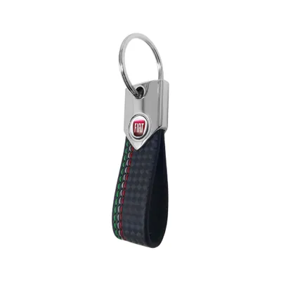 Image de Porte-clés Fiat, carbone tricolore noir avec logo Fiat Red