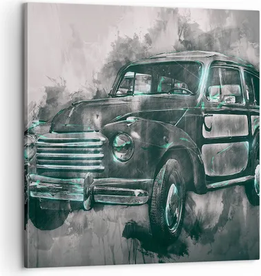 Produktbild von Bild auf Leinwand - Leinwandbild - Auto Retro - 60x60cm - Wand Bild - Wanddeko - Wandbilder - Leinwanddruck - Bilder - Kunstdruck - Wanddekoration - Leinwand bilder - Wandkunst - AC60x60-3834