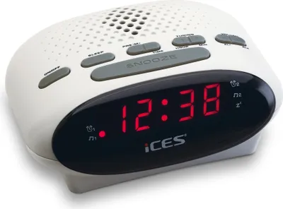 Image de Radio-réveil FM blanc avec double alarme et fonction snooze