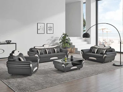 Produktbild von Sofagarnitur 321 Sitzer Sofas Schwarz JVmoebel
