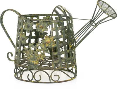 Produktbild von Moritz Deko Pflanzkorb Gießkanne antik grün Blumentopf Übertopf Indoor Outdoor Pflanztopf für Garten Terasse zum Hängen Korb Pflanzgefäß