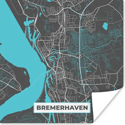 Produktbild von MuchoWow® Poster Stadtplan - Bremerhaven - Deutschland - Karte 50x50 cm - Wohnzimmerdekoration