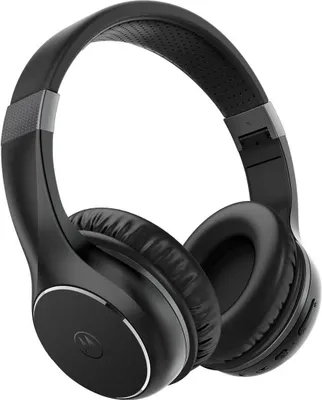 A black pair of Motorola over-ear headphones is shown against a white background.