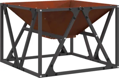 Image de vidaXL Foyer extérieur marron 50 x 50 x 35 cm Acier résistant aux intempéries
