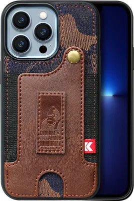 Produktbild von Handytasche Armband Geldbörse Stil mit Karte Slot Camouflage braun für iPhone14