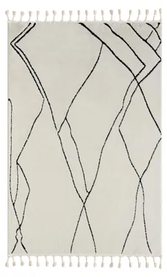 Obrázek produktu pro Koberec MY-RUG, Lovis, 200x140, bílý, s vysokým vlasem, moderní, marocký design, nadýchaný měkký, skandinávský vzor, obdélníkový tvar