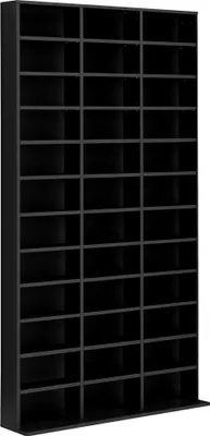 Image de HOMCOM Rangements pour CD et DVD, étagère rangement, capacité max. 1116 CD/528 DVD, 36 compartiments et étagères réglables, pour bureau, salon, chambre, 102 x 23,5 x 195 cm, noir