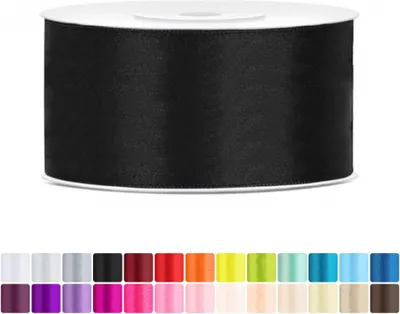 Produktbild von Satinband 38mm Schwarz - 25 Meter Rolle Geschenk- & Schleifenband