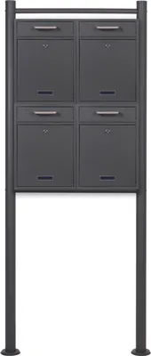 Produktbild von 2x2 Briefkasten V52 in Anthrazit Postkasten mit Briefkastenständer und Namensschild, Postbox