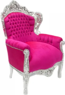 Produktbild von Casa Padrino Barock Sessel King Pink / Silber 85 x 85 x H. 120 cm - Antikstil Möbel
