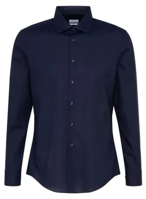 Produktbild von Seidensticker Herren Mens Slim Patch Longsleeve Baumwolle Businesshemd, Dunkelblau(
