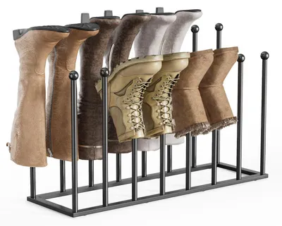 Zdjęcie produktu dla Metalowa, stojąca półka na buty, czarna, o wymiarach 49,5 cm, organizer na 8 par butów, z wysokimi przegródkami