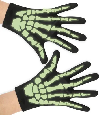 Produktbild von Skeletthandschuhe - Fasching - Einheitsgröße Erwachsene - schwarz - im Dunkeln leuchtend