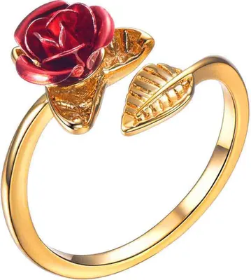 Produktbild von Offener Fingerring für Damen, Rose, Blume, verstellbar, Hochzeit, Verlobung, Schmuck, Geschenk-Golden