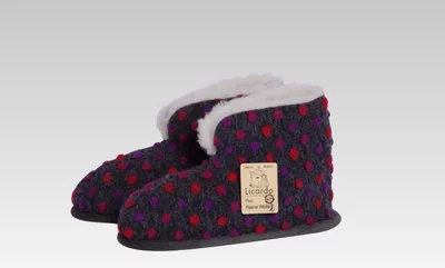 Image de Chaussons laine picots anthracite anthracite