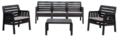 Image de Ensemble de meubles de jardin Canapé 3 places, deux fauteuils et table basse 4 pièces