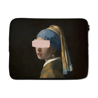 Produktbild von MuchoWow® Laptop Hülle 17 Zoll Laptoptasche Das Mädchen mit dem Perlenohrring - Vermeer - Rosa - Zipper - Schutzabdeckung