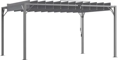 Image de Outsunny Pergola bioclimatique 4x3 m pergola avec lames orientables style contemporain UV 50+ structure aluminium - gris