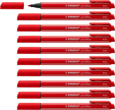 Obrázek produktu pro Sada STABILO (10 kusů) - fixy s tuhou špičkou - pointMax - karmínová barva