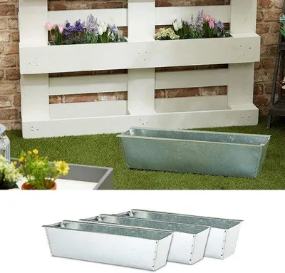 Produktbild von Europallet-Grundstückset mit 4 Zink-Blumenkästen
