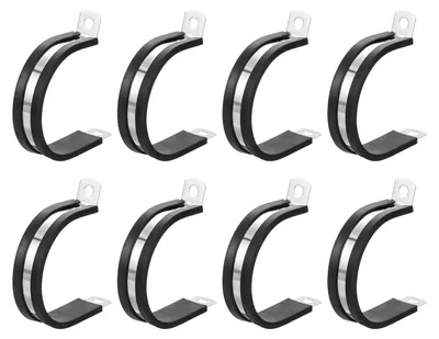 Rohrklemme 44 mm, 8 Stück, Edelstahl 304, gummi-isoliert, R-Form