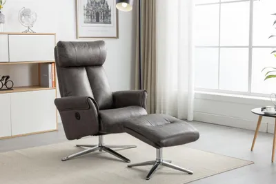Zdjęcie produktu dla Elektrycznie regulowany fotel relaksacyjny z podnóżkiem, ok. 106,5 x 71,5 x 88 cm – szary