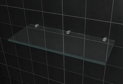 Produktbild von Glas Wandregal 50 x 20 cm, 8 mm Glasstärke, inklusive verchromter Halterungen