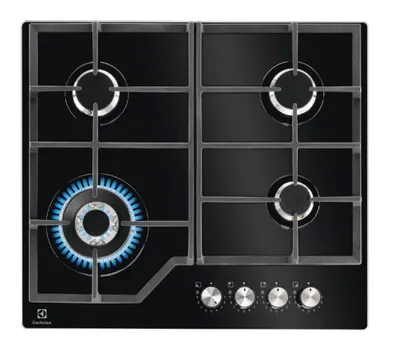 Image de Electrolux KGG64362K Table de cuisson à gaz encastrable, 4 brûleurs, noir