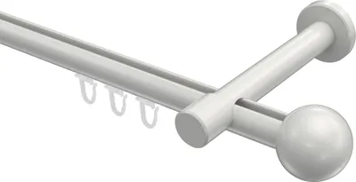 Produktbild von Interdeco Innenlaufstange / Gardinenstange mit Innenlauf Weiß, Typ Prestige Luino (Kugel), 20 mm Ø 1-läufig, 540 cm