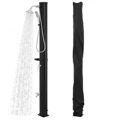 Produktbild von COSTWAY Solardusche 35L mit Handbrause, Abdeckung, Regenduschkopf & Wasserhahn, Gartendusche warmes Wasser max. 60°C, Pooldusche ohne Stromanschluss