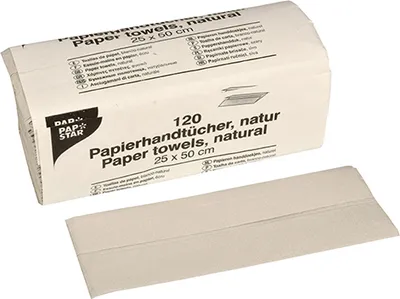 Produktbild von 120 Blatt Handtuchpapier 50 cm x 25 cm natur C-Falz, 1-lagig