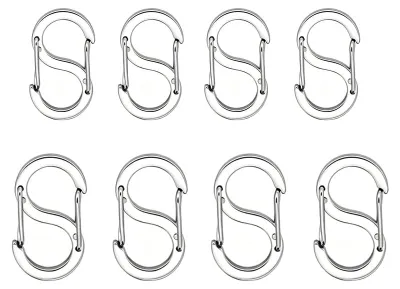 8 Mini-Karabinerhaken aus Edelstahl, Kettenschloss, Armbandverschluss