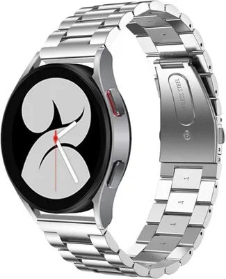 Produktbild von Strap-it Stahlarmband - Kompatibel mit Samsung Galaxy Watch Armband 42mm Ersatzarmband Edelstahl - Faltschließe - Hochwertiges Material - für Smartwatch 20mm Armband Silber
