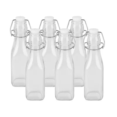 Obrázok produktu pre Malé sklenené fľaše s otočným uzáverom - Sada 6 ks - 250 ml - Vzduchotesné s otočným uzáverom - Ø 5,5 × 20 cm - Sklenená fľaša s otočným uzáverom - Priehľadná