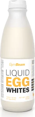 A bottle of liquid egg whites from GymBeam.